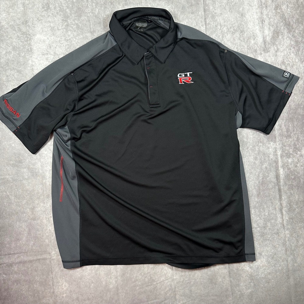 OGIO Nissan GT-R Performance Polo Shirt Mens XL Black Gray Golf Racing GTR Y2K